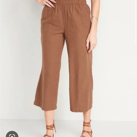 Old Navy Pants - BROWN high waisted linen pants